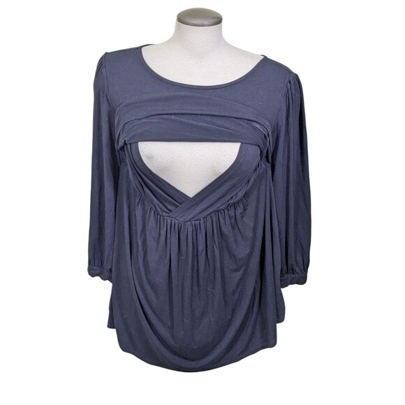 Seraphine Nursing Naternity Tunic Top Womens Size 12 Black Stretch - Picture 2 of 6